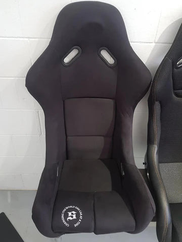 Bucket Seat - Black with Red Stitching Suede Pro - Style 06